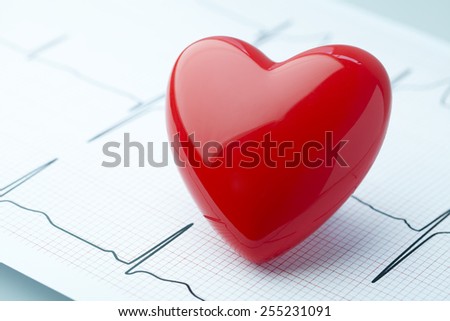 Heart health concept, heart shape on EKG