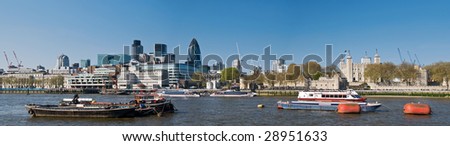 City of London Skyline.Panoramic picture of the City of London across the River Thames.