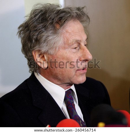 KRAKOW, POLAND - FEB 25, 2015: Roman Polanski in court in Cracow.The court is to decide whether to extradite Polanski to the USA for sentencing on charges  that the raped a 13-year old girl in 1977.