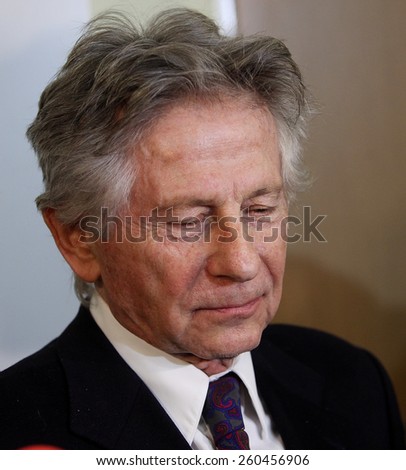 KRAKOW, POLAND - FEB 25, 2015: Roman Polanski in court in Cracow.The court is to decide whether to extradite Polanski to the USA for sentencing on charges  that the raped a 13-year old girl in 1977.