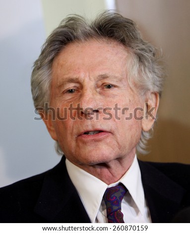 KRAKOW, POLAND - FEB 25, 2015: Roman Polanski in court in Cracow.The court is to decide whether to extradite Polanski to the USA for sentencing on charges that the raped a 13-year old girl in 1977