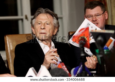 KRAKOW, POLAND - OCTOBER 30, 2015 : Polish film director Roman Polanski in court in Cracow after hearing on a request for his extradition to the USA. Cracow, Poland