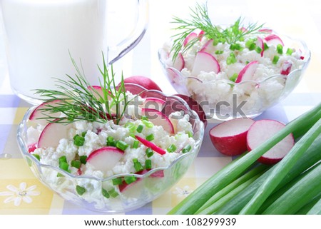 Cottage cheese with radish,chives and dill
