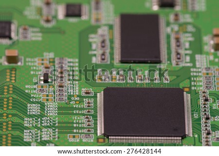 Close up of an integrated circuit on a circuit board