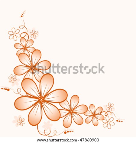stock vector : Abstract orange corner flowers background