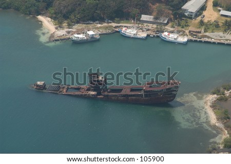 sunken ship in the carribean