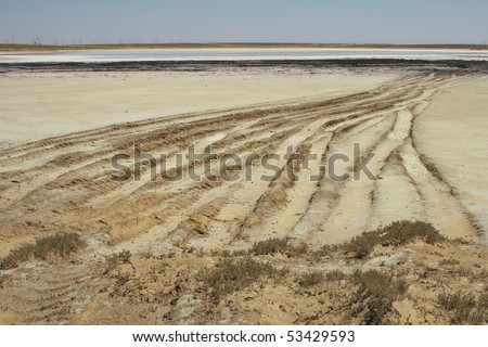 Sour or Shore - Kazakhstan - salt marsh, spring is filled with water, the littoral salt marsh ..