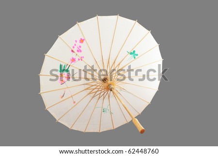Chinese umbrella isolated on gray background.