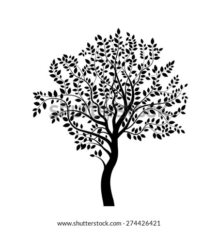 Tree Black Silhouette Isolated On White Stock Vector 274426421