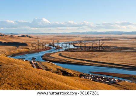 The winding riverway of the upper reaches of the Yellow River