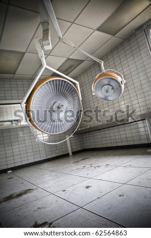 The surgical lamps of a surgery room at an abandoned hospital.