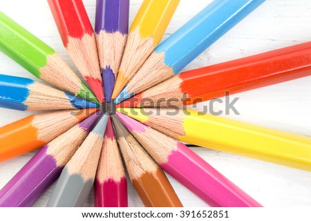 Group of colorful pencil. Team Teamwork Togetherness Collaboration Concept