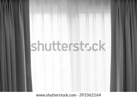 Transparent curtain on window. Curtain background