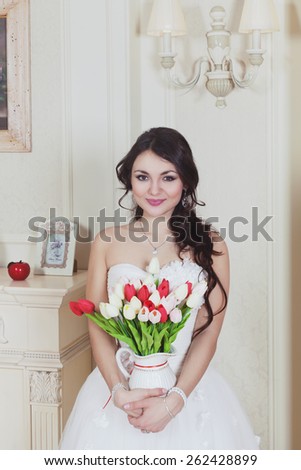 Portrait of the bride -bride in an expensive,Portrait of the bride with big eyes,bride on her wedding day