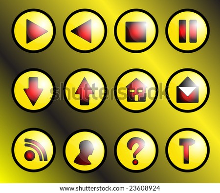 Web buttons set on yellow theme