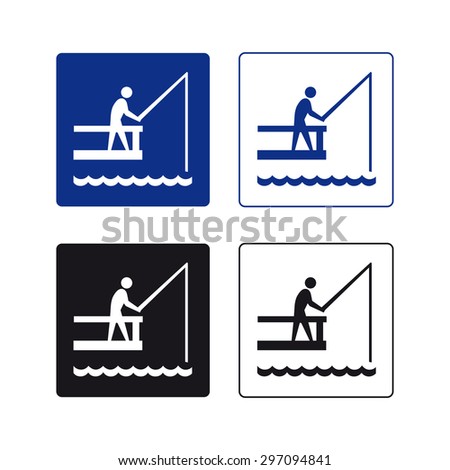 Recreation fishing sign vector set