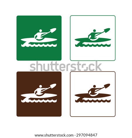 Recreation canoe sign vector set