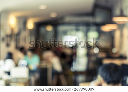 coffee cafe blur background with bokeh image, cross processing theme