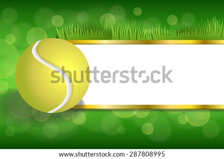 Background abstract green sport white tennis yellow ball gold strips frame illustration vector