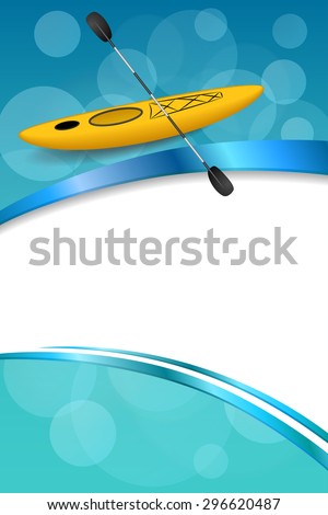 Background abstract blue kayak sport yellow ribbon vertical frame illustration