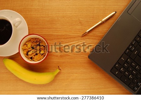 Breakfast at the Desk - Busy Office Worker Eating on the Go