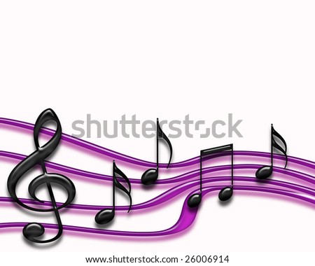 Isolated Musical staff in black and purple