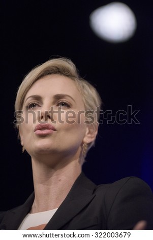 NEW YORK CITY, USA - SEP 28TH: Charlize Theron became tearful when recalling the positive changes in HIV/AIDS education in her home country of South Africa at the Social Good Summit 2015.