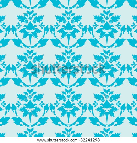 Damask Wallpaper on Blue Damask Wallpaper Flowers Pattern Stock Vector 32241298