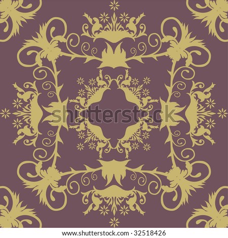 black and white damask wallpaper. stock vector : Purple damask