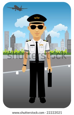 Pilot in uniform at an airport.\
\
\
\
Visit my portfolio for more professions and business people.