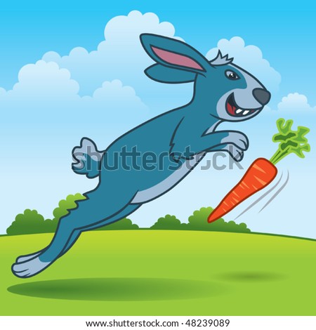 stock vector : Rabbit Chasing a Carrot