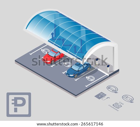 Electric car parking with roof Electric car parking with roof