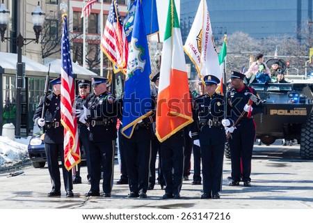 Stamford, USA - March 7, 2015: The individuals are some of the many people participating in the annual 
