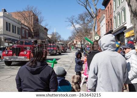 Greenwich, CT, USA - March 22, 2015: Spectators enjoying the  \