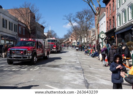 Greenwich, CT, USA - March 22, 2015: Spectators enjoying the  \