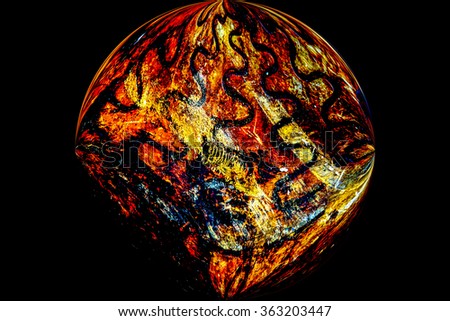 colorful abstract design of an orb with black background