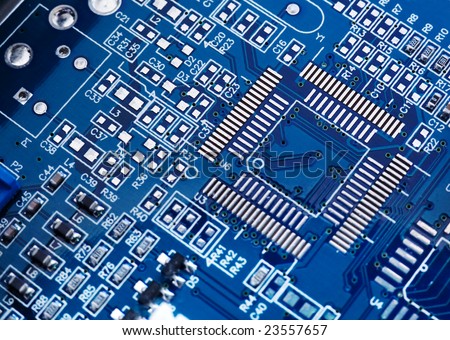 Macro of printed circuit board - computer motherboard