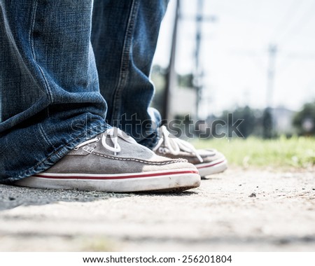 Feet of Person Standing Outside