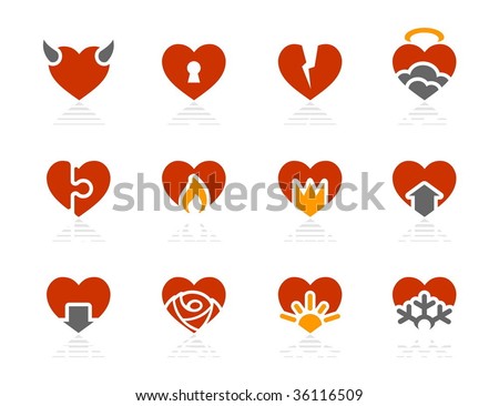 Three color icons. pictures of hearts to color. Three color icons.