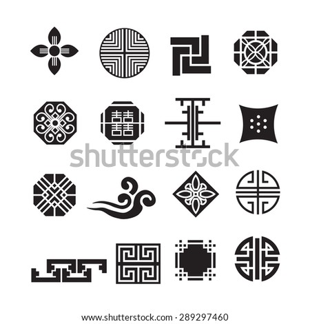 Korean ornament icon vector set Korean ornament icon vector set