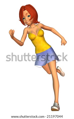 stock photo : Cute Cartoon girl running off