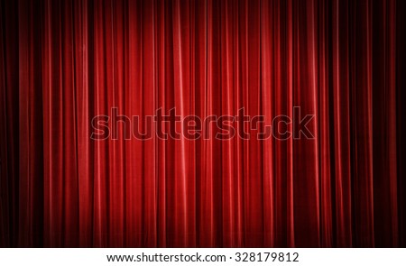Red curtain background.