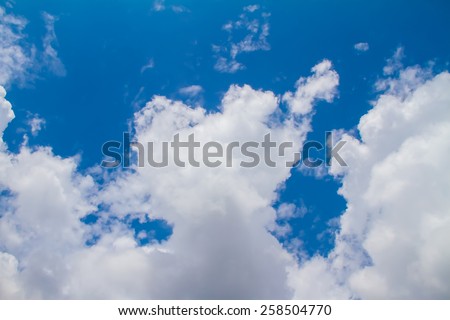 Blue sky with cloud, Do you see a dog like me? \
Yes, it\'s open mouth get food.