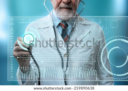 futuristic doctor with hologram