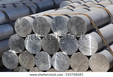 heap of aluminium bar, Aluminum ingots in steel factory