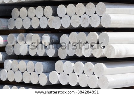 heap of aluminium bar, Aluminum ingots in steel factory, raw material for automotive part