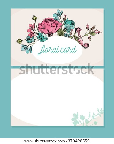 Vector illustration of a beautiful floral border with spring flowers. Pink and mint flowers