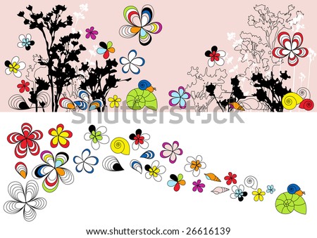 stock vector vector design with flowers drawing