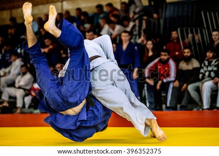 fighter judo throw for IPPON in competition judo