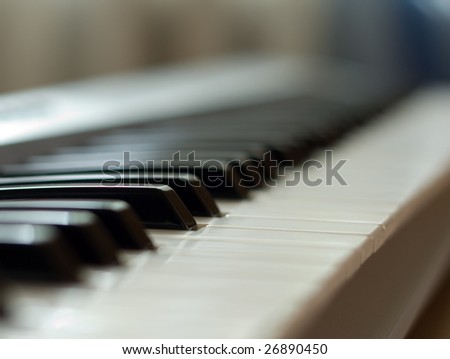 Piano keys on a modern piano